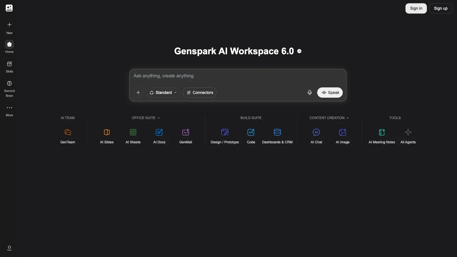 Genspark official homepage, captured 2026-09-17