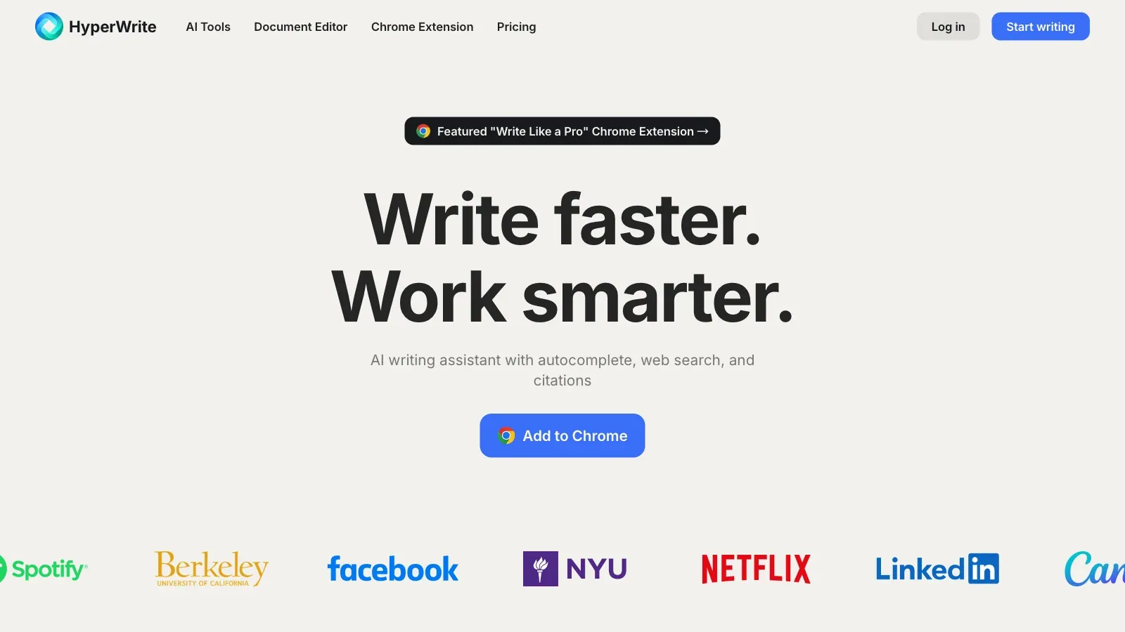 HyperWrite official website screenshot