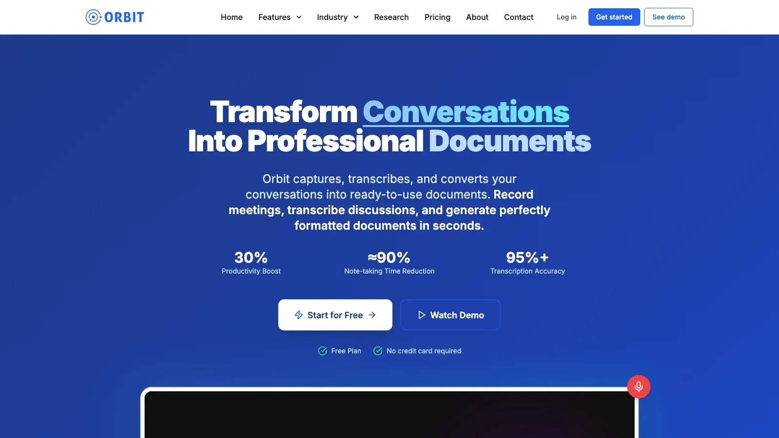Orbit official website screenshot