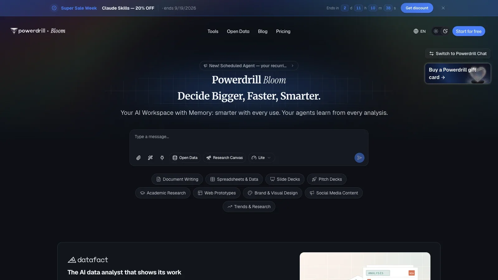 Powerdrill AI official website screenshot
