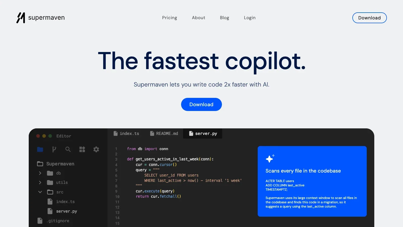 Supermaven official website screenshot