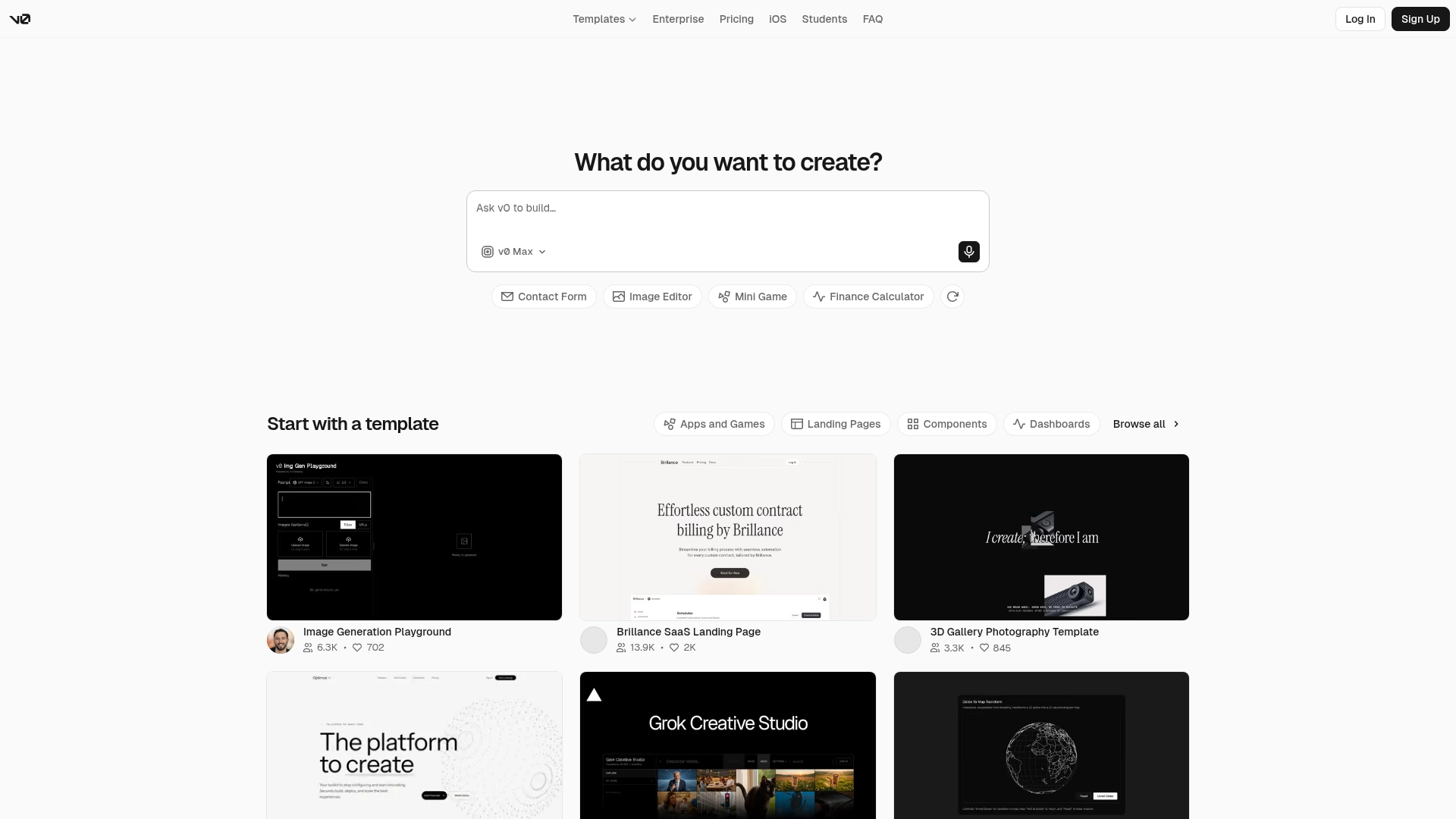 v0 by Vercel product screenshot