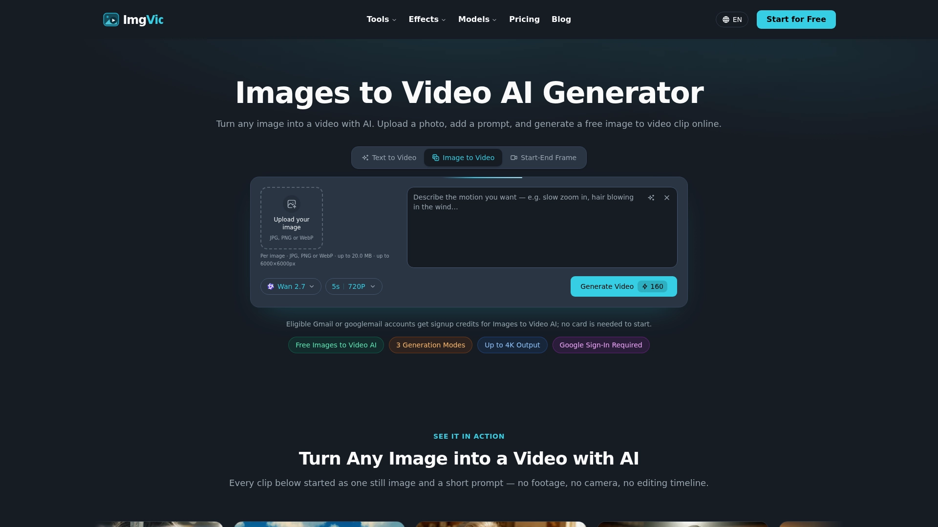 ImgVid homepage screenshot